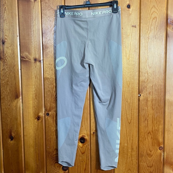 Nike Pro Tan Leggings with Pattern high waisted workout leggings moon fossil - Picture 8 of 12
